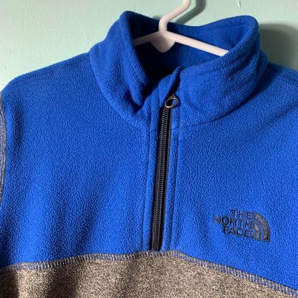 The North Face boys XS size 6 quarter zip pullover fleece blue and grey VGUC - Picture 2 of 7